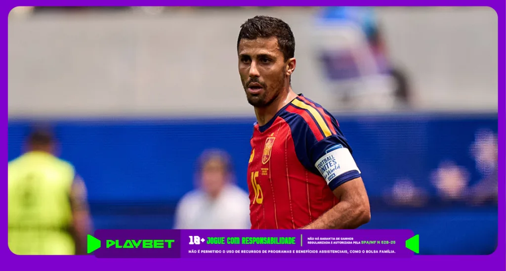 Imagem ilustrativa de Rodri, meia da Espannha em ação na Copa do Mundo 2026. Foto: Instagram/Espanha