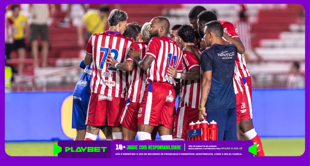 Imagem ilustrativa dos jogadores do Náutico reunidos no campo. Foto: Rafael Vieira/CNC