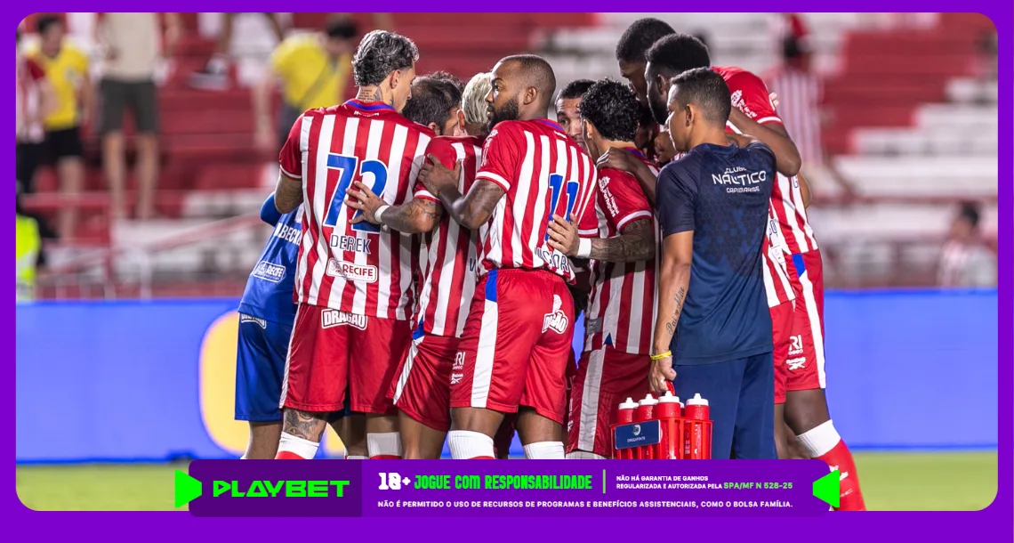 Imagem ilustrativa dos jogadores do Náutico reunidos no campo. Foto: Rafael Vieira/CNC