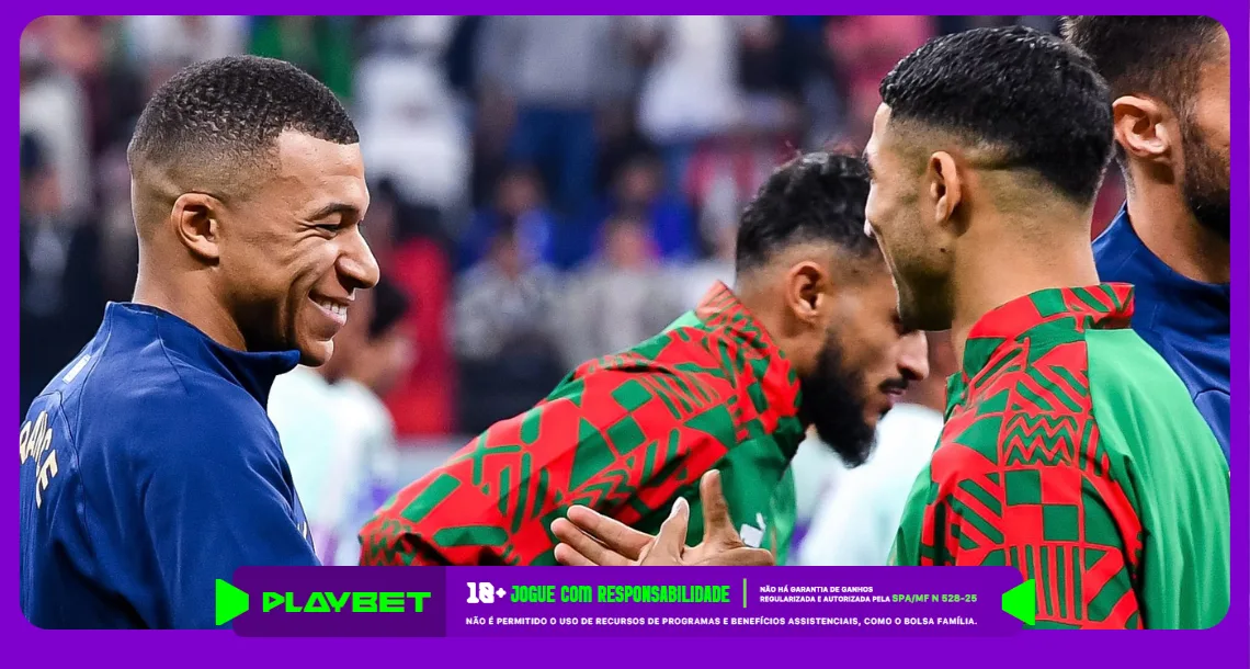 Imagem ilustrativa de Mbappé e Hakimi na Copa do Mundo 2022 - Instagram / França