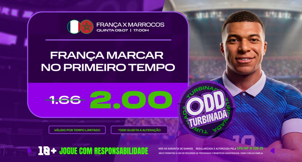 Imagem ilustrativa da Odd Turbinada para França x Marrocos pela Copa do Mundo 2026