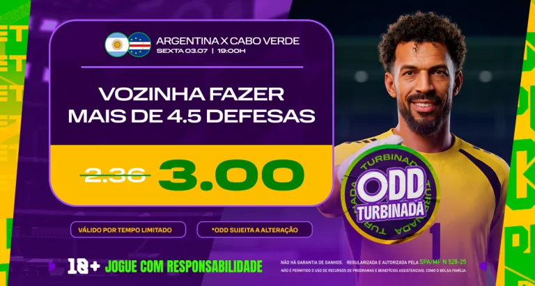 Imagem ilustrativa sobre a Odd Turbinada da Play para Vozinha no jogo entre Argentina x Cabo Verde