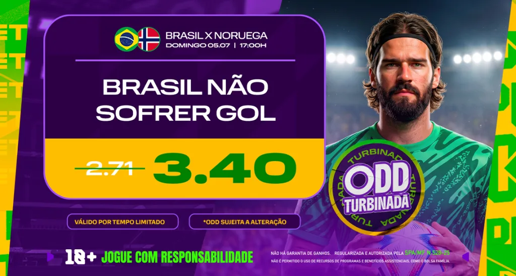 Imagem ilustrativa sobre a Odd Turbinada da Play para Brasil x Noruega